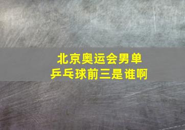 北京奥运会男单乒乓球前三是谁啊