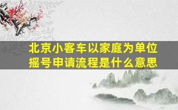 北京小客车以家庭为单位摇号申请流程是什么意思