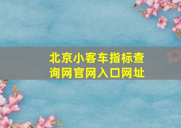 北京小客车指标查询网官网入口网址