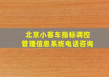 北京小客车指标调控管理信息系统电话咨询