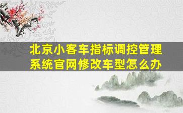 北京小客车指标调控管理系统官网修改车型怎么办