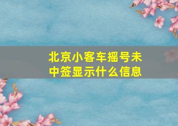 北京小客车摇号未中签显示什么信息