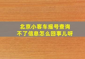 北京小客车摇号查询不了信息怎么回事儿呀