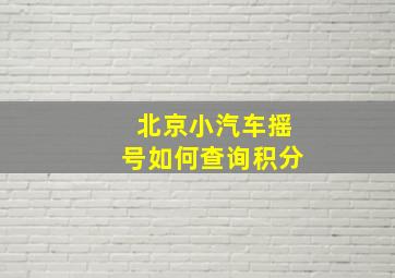 北京小汽车摇号如何查询积分