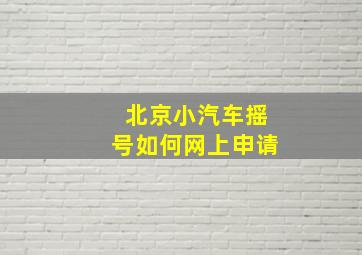 北京小汽车摇号如何网上申请