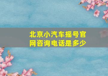 北京小汽车摇号官网咨询电话是多少