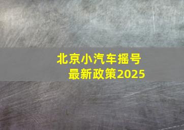 北京小汽车摇号最新政策2025