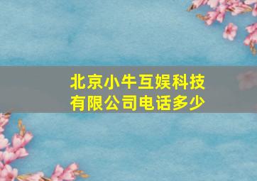 北京小牛互娱科技有限公司电话多少