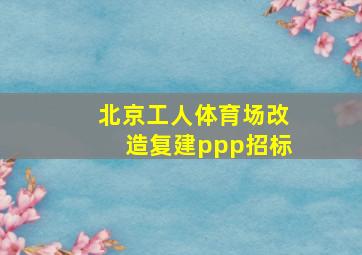 北京工人体育场改造复建ppp招标