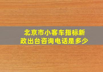 北京市小客车指标新政出台咨询电话是多少