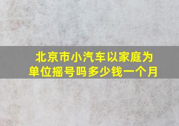 北京市小汽车以家庭为单位摇号吗多少钱一个月