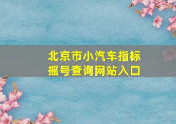 北京市小汽车指标摇号查询网站入口