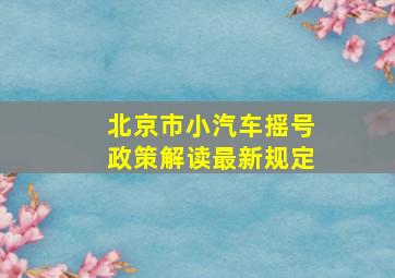 北京市小汽车摇号政策解读最新规定