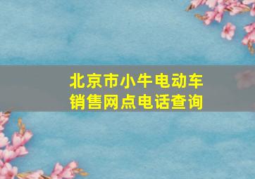 北京市小牛电动车销售网点电话查询