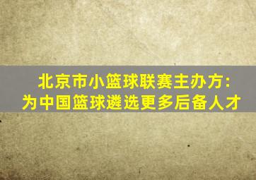 北京市小篮球联赛主办方:为中国篮球遴选更多后备人才