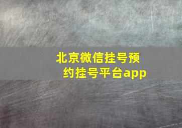 北京微信挂号预约挂号平台app