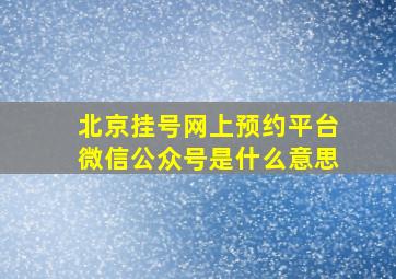 北京挂号网上预约平台微信公众号是什么意思