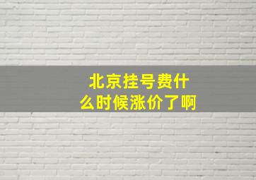 北京挂号费什么时候涨价了啊