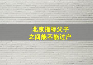 北京指标父子之间能不能过户