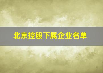 北京控股下属企业名单