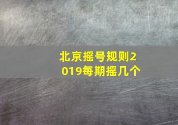 北京摇号规则2019每期摇几个