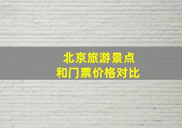 北京旅游景点和门票价格对比