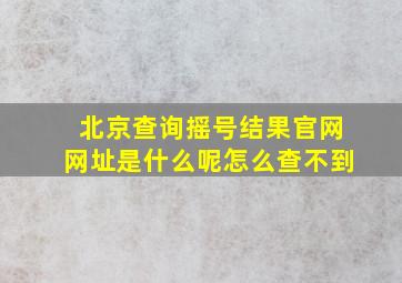 北京查询摇号结果官网网址是什么呢怎么查不到