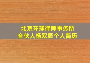 北京环球律师事务所合伙人杨双辰个人简历