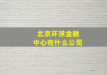 北京环球金融中心有什么公司