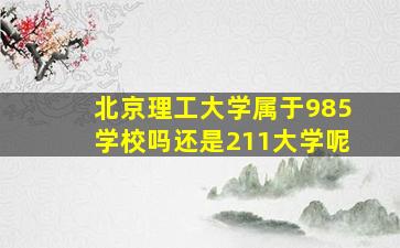 北京理工大学属于985学校吗还是211大学呢