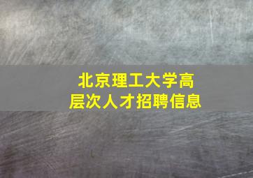 北京理工大学高层次人才招聘信息