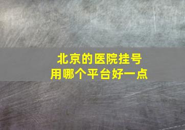 北京的医院挂号用哪个平台好一点