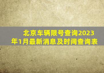 北京车辆限号查询2023年1月最新消息及时间查询表