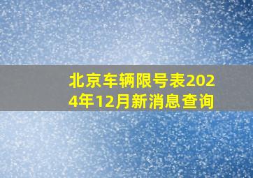 北京车辆限号表2024年12月新消息查询