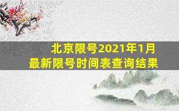 北京限号2021年1月最新限号时间表查询结果