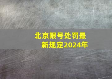 北京限号处罚最新规定2024年