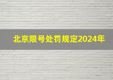 北京限号处罚规定2024年