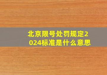 北京限号处罚规定2024标准是什么意思