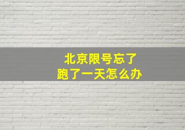 北京限号忘了跑了一天怎么办