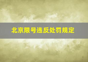 北京限号违反处罚规定