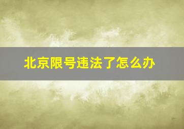 北京限号违法了怎么办