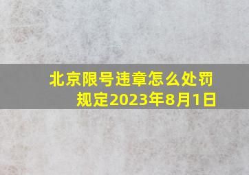 北京限号违章怎么处罚规定2023年8月1日