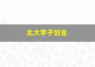 北大学子创业