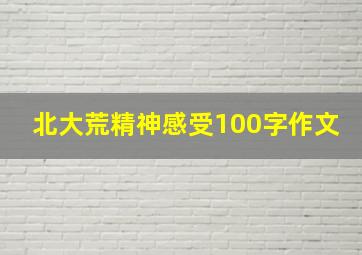 北大荒精神感受100字作文