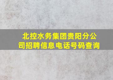 北控水务集团贵阳分公司招聘信息电话号码查询