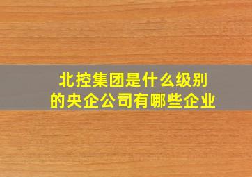 北控集团是什么级别的央企公司有哪些企业