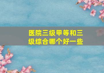 医院三级甲等和三级综合哪个好一些