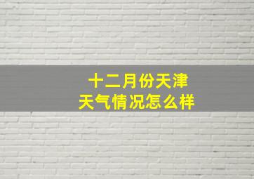 十二月份天津天气情况怎么样