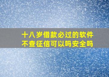 十八岁借款必过的软件不查征信可以吗安全吗