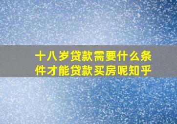 十八岁贷款需要什么条件才能贷款买房呢知乎